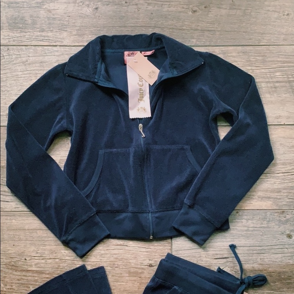 Juicy Couture Y2K Navy Blue Velvet Track Suit Set